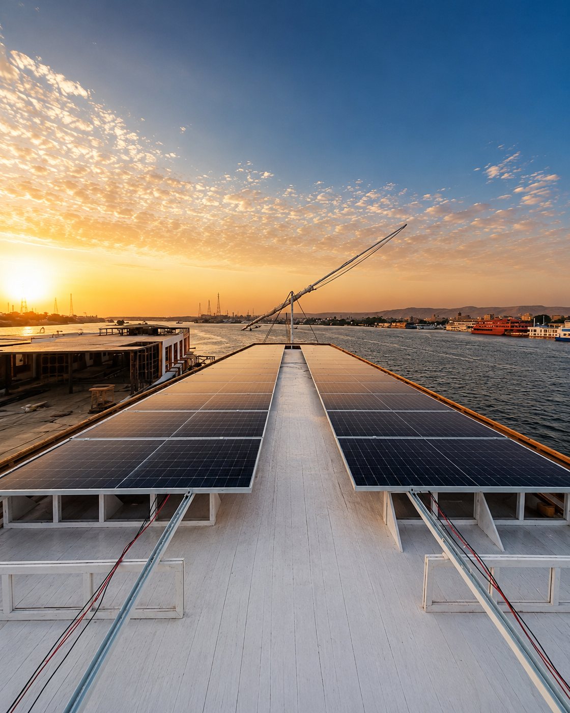 Marine solar deck at sunset on the Nile